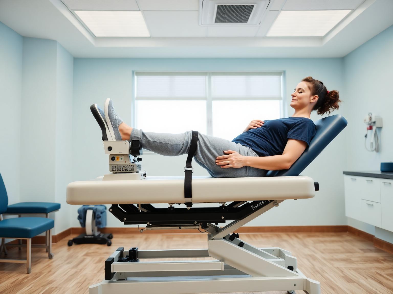 Patient receiving non-surgical knee decompression at CRNQ Guadalajara